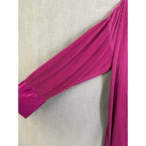 12th‎ Tribe Pleated Satin Button Down Tunic Shirt Dress Magenta Pink L NWT - Picture 5 of 16